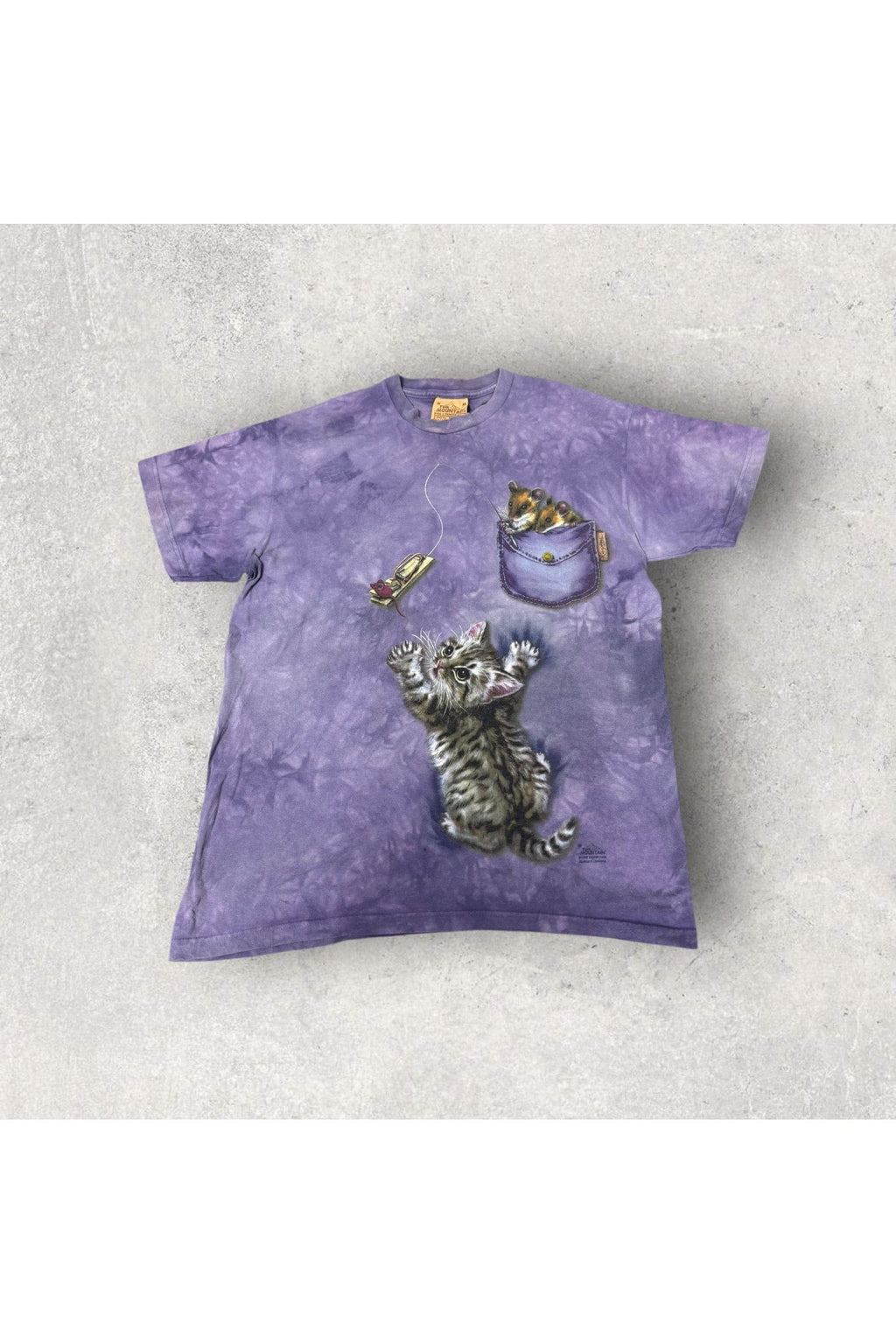 Vintage The Mountain Made In USA Cat & Mice Tie-Dye Tee- M