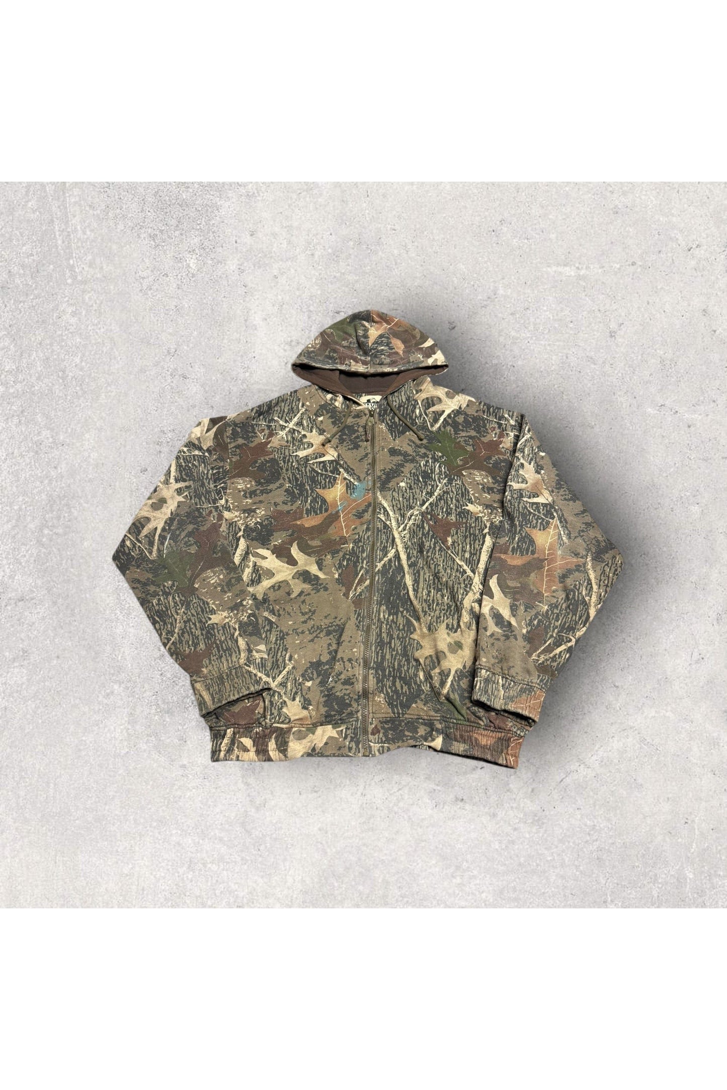 Vintage Old Mill Full Zip Real Tree Camo Hoodie- XL