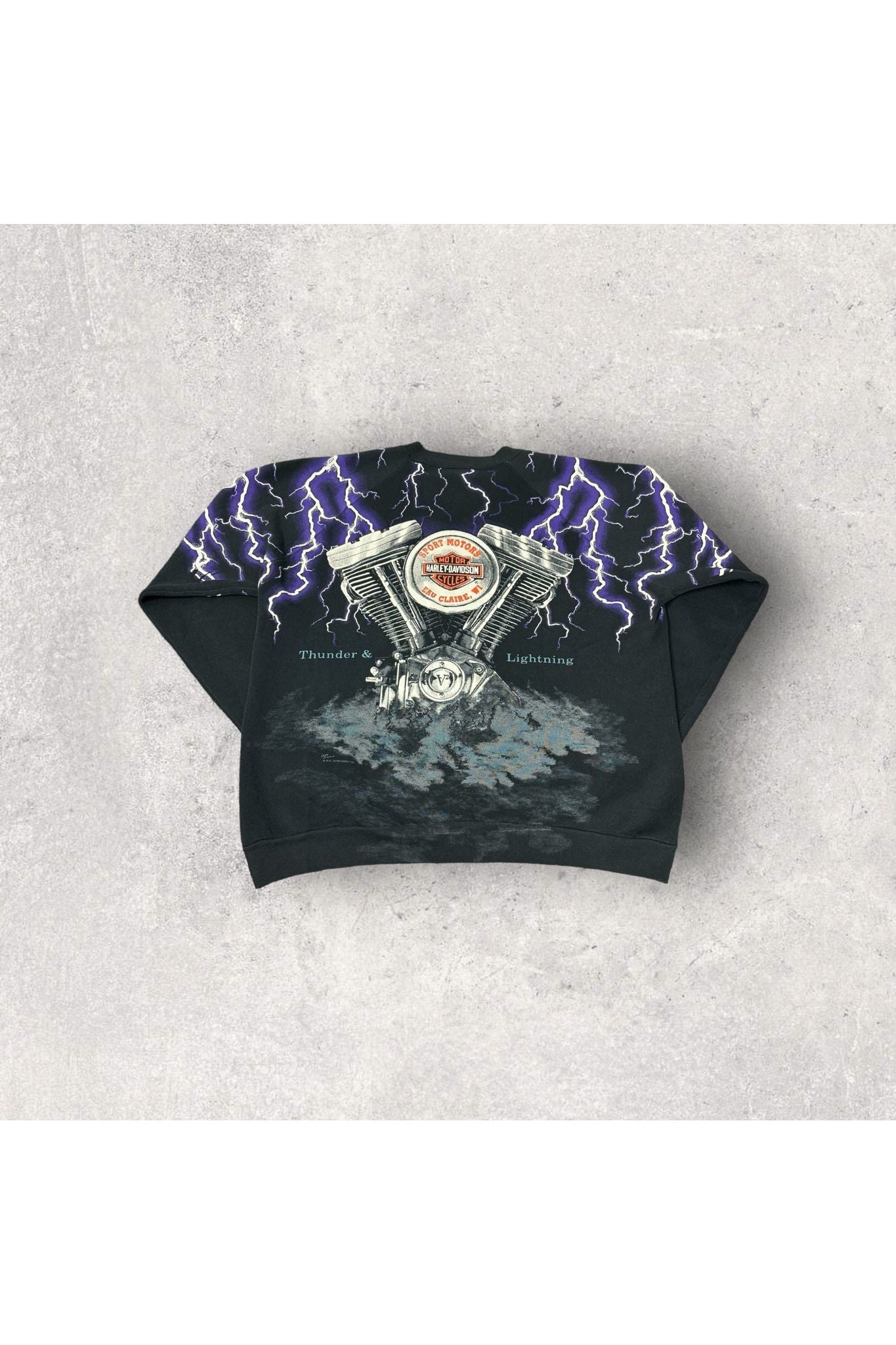 Vintage 90s Harley-Davidson Thunder & Lighting Crewneck- XXL 