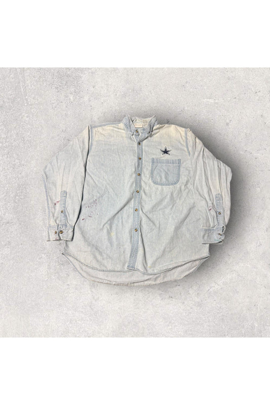 Vintage The Edge Dallas Cowboys Long Sleeve Denim Button Up- L