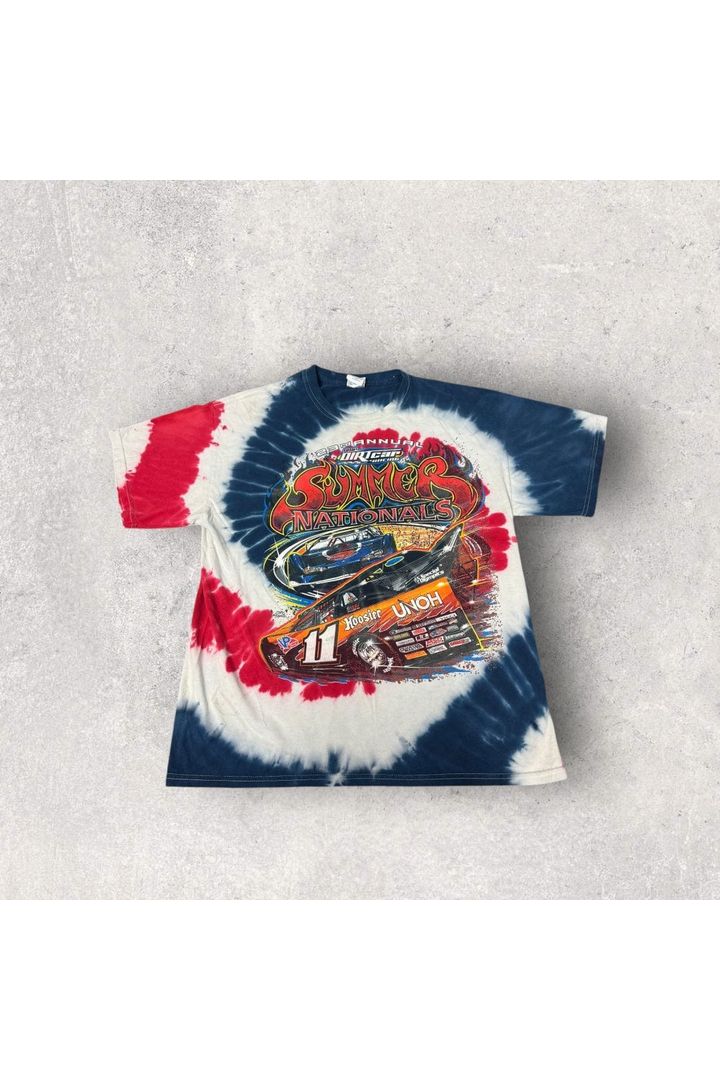 2000s Dirt Car Summer Nationals Tie-Dye Tee- L