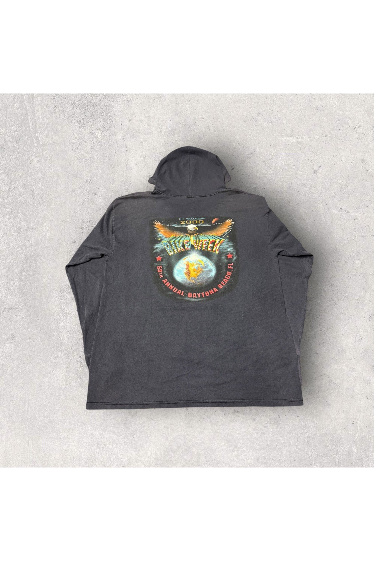 Vintage Bike Week 2000 The Millenium Hooded Long Sleeve- L