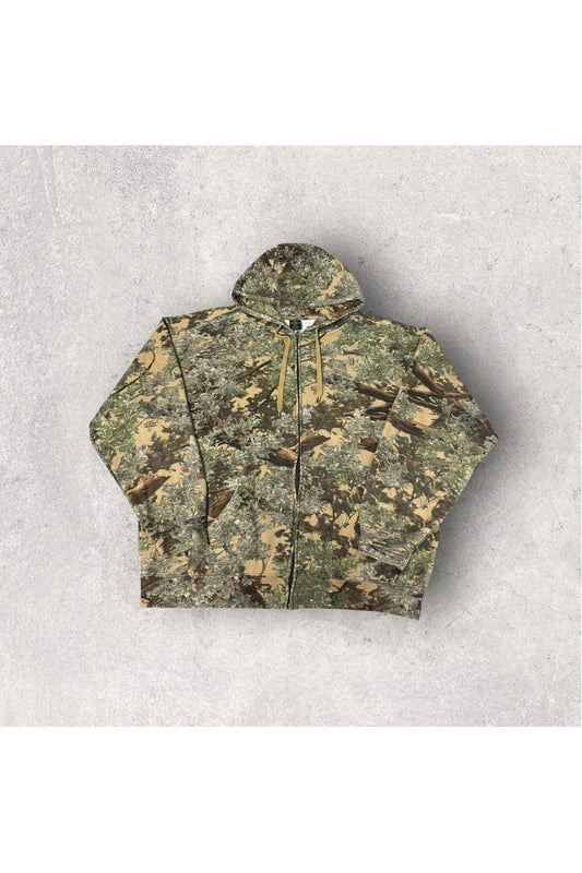Vintage King's Camo Real Tree Full Zip Hoodie- XL