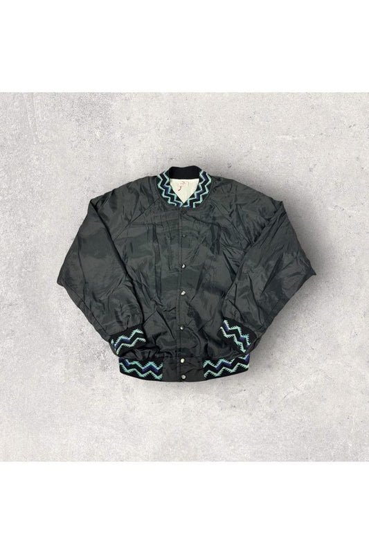 Vintage K1 Sportswear Made In USA University of Minnesota Aztec Button Snap Light Bomber Jacket- XL