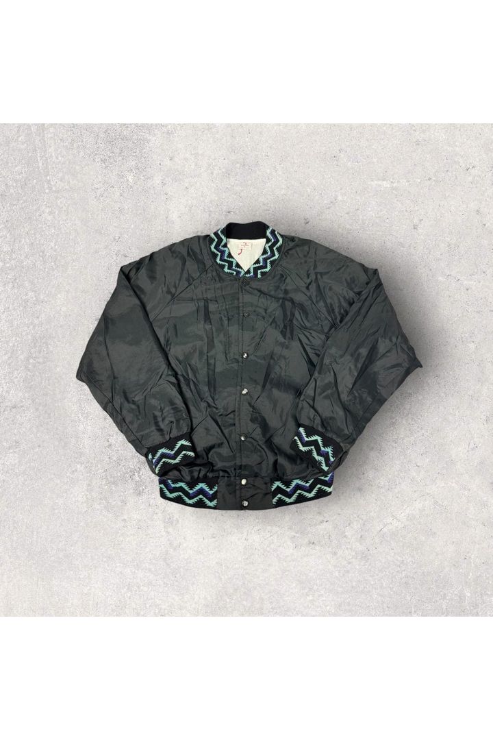 Vintage K1 Sportswear Made In USA University of Minnesota Aztec Button Snap Light Bomber Jacket- XL