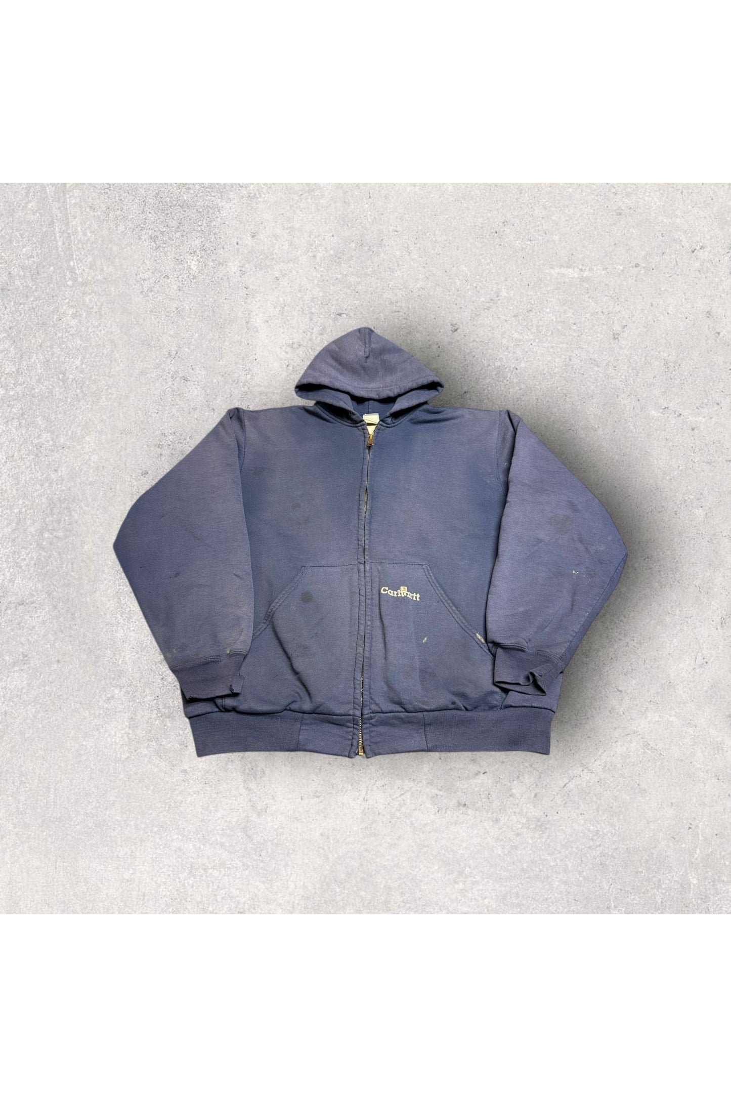 Vintage Carhartt K129 NVY Full Zip Insulated Waffle Knit Hoodie- L