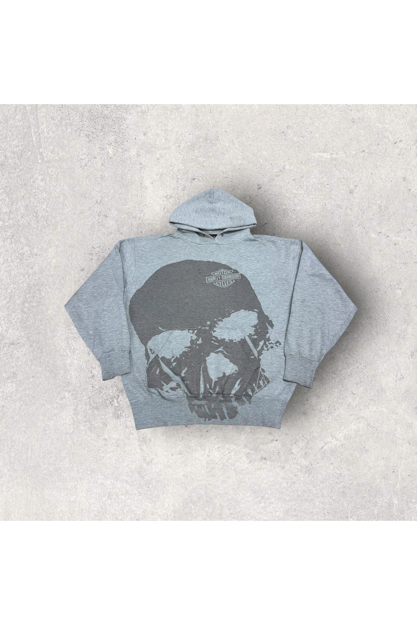 Vintage Y2K Texoma Harley-Davidson Skull All Over Print Hoodie- XL