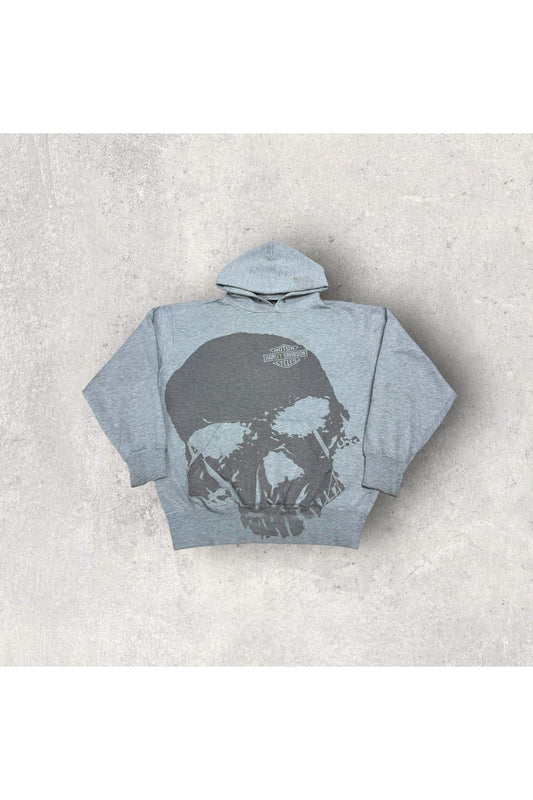 Vintage Y2K Texoma Harley-Davidson Skull All Over Print Hoodie- XL