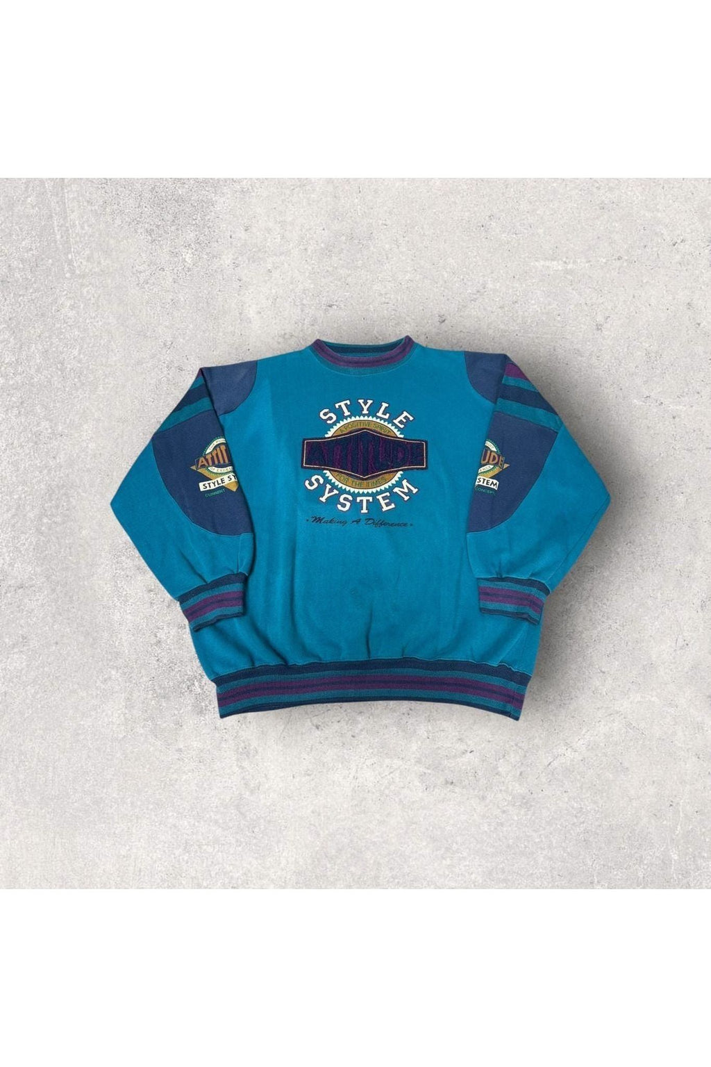 Vintage Todays News Attitude Style System A Positive Spirit For The Times Crewneck- L