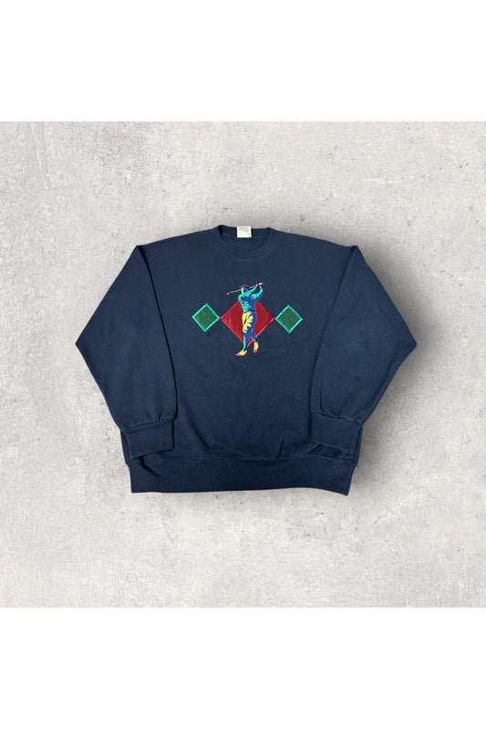 Vintage Nutmeg Mills Embroidered Golf Crewneck- L