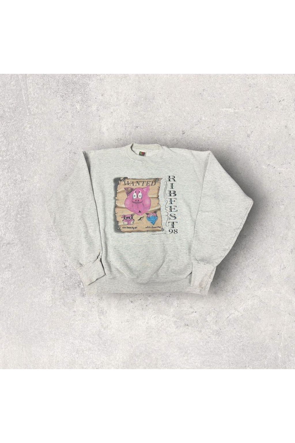 Vintage 1998 Ribfest Wanted Poster Crewneck- L
