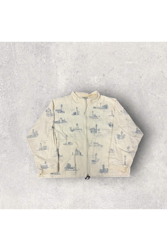 Vintage Artisans Sunschein Designs Made In USA Lighthouses Full Zip Light Jacket- XL