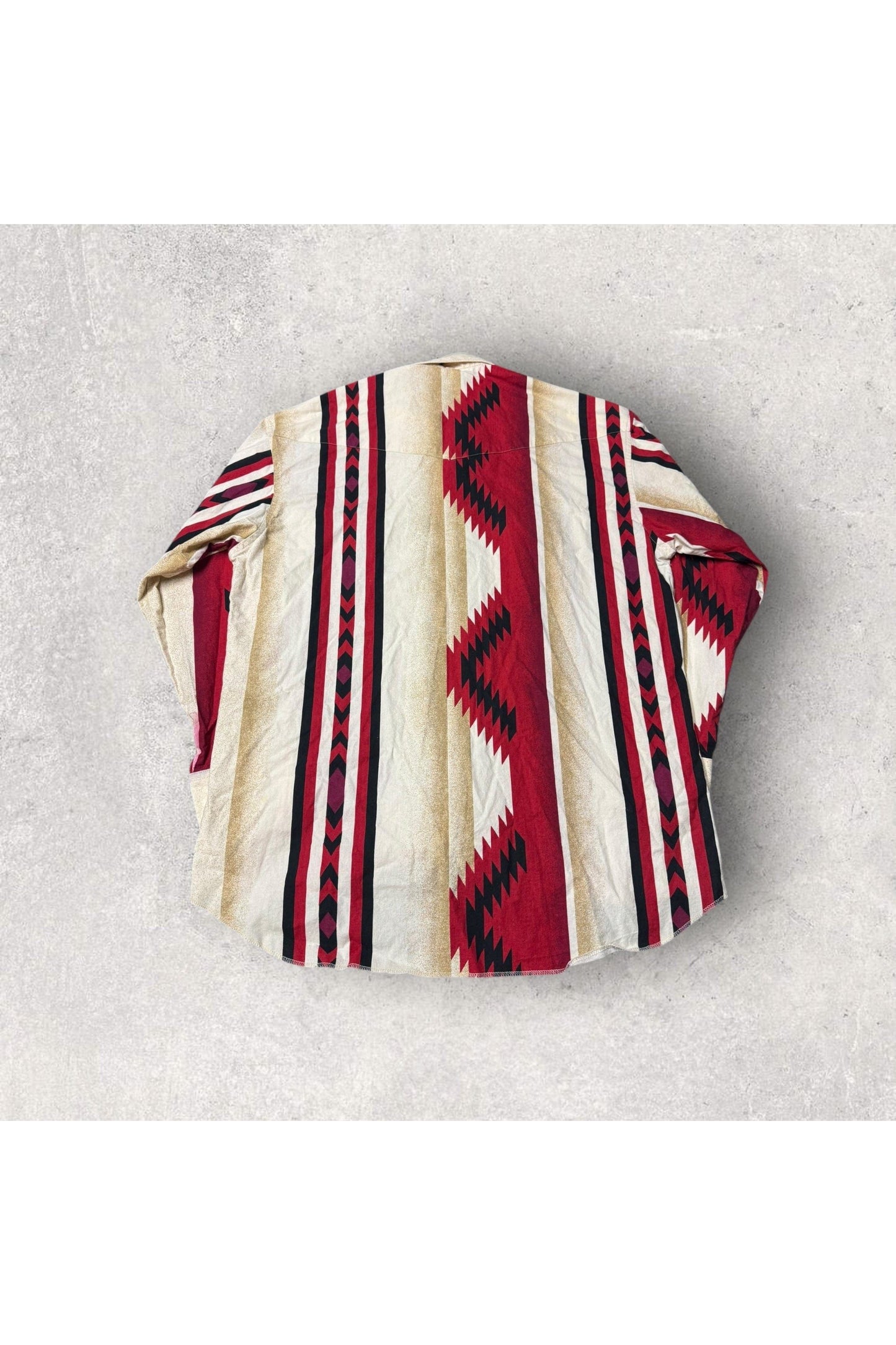 Vintage Wrangler Western Shirts Aztec Western Pearl Snap Long Sleeve Button Up- L