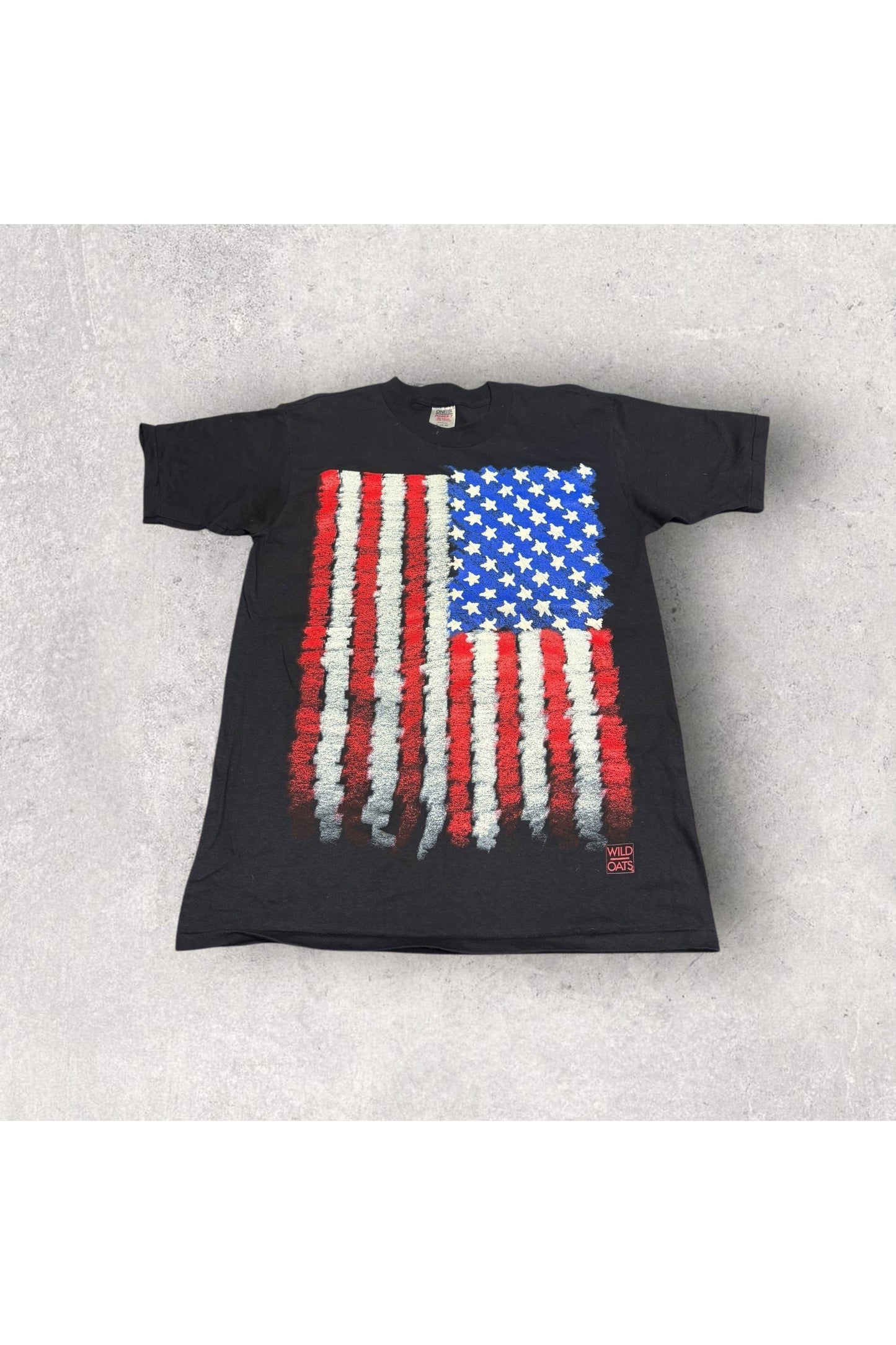 Vintage Oneita Power-T Wild Oats American Flag Tee- XL
