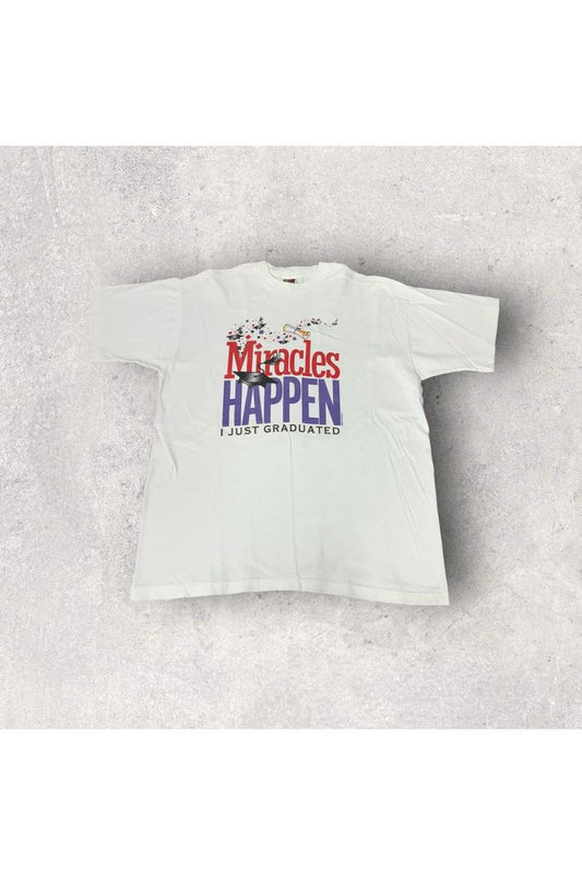 Vintage Single Stitch Miracles Happen I Just Graduated Tee- XL