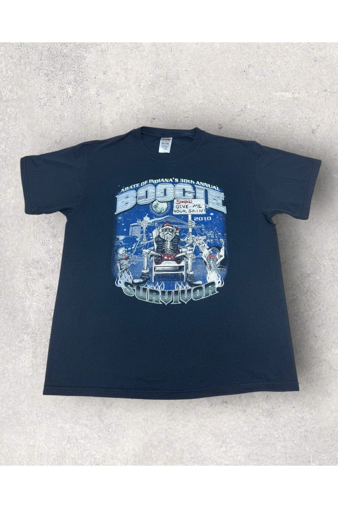 2010 Abate of Indiana 30th Annual Boogie Midwest Biker Fest Survivor Tee- L