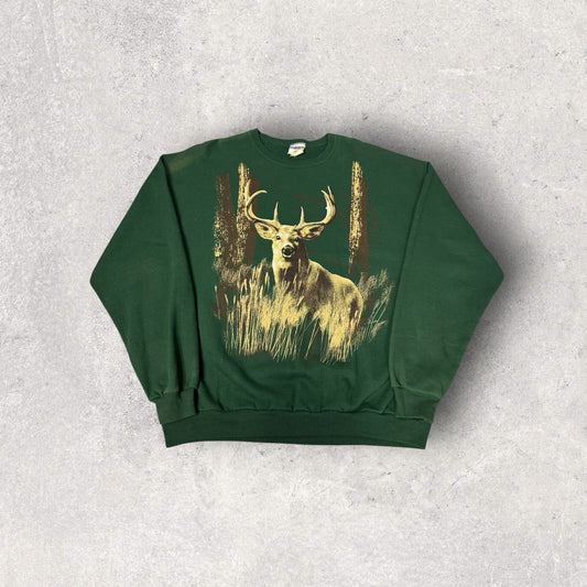 Vintage Jerzees Activewear Deer Nature Crewneck- XL