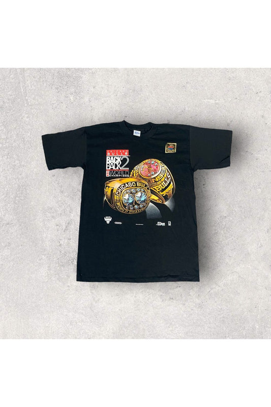 Vintage Deadstock Salem Chicago Bulls Back 2 Back 91-92 World Champions Rings Tee- L