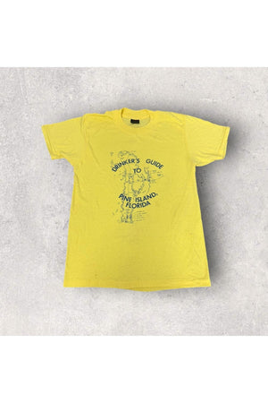 Vintage Touch of Gold Drinker's Guide To Pine Island, Florida Tee- L