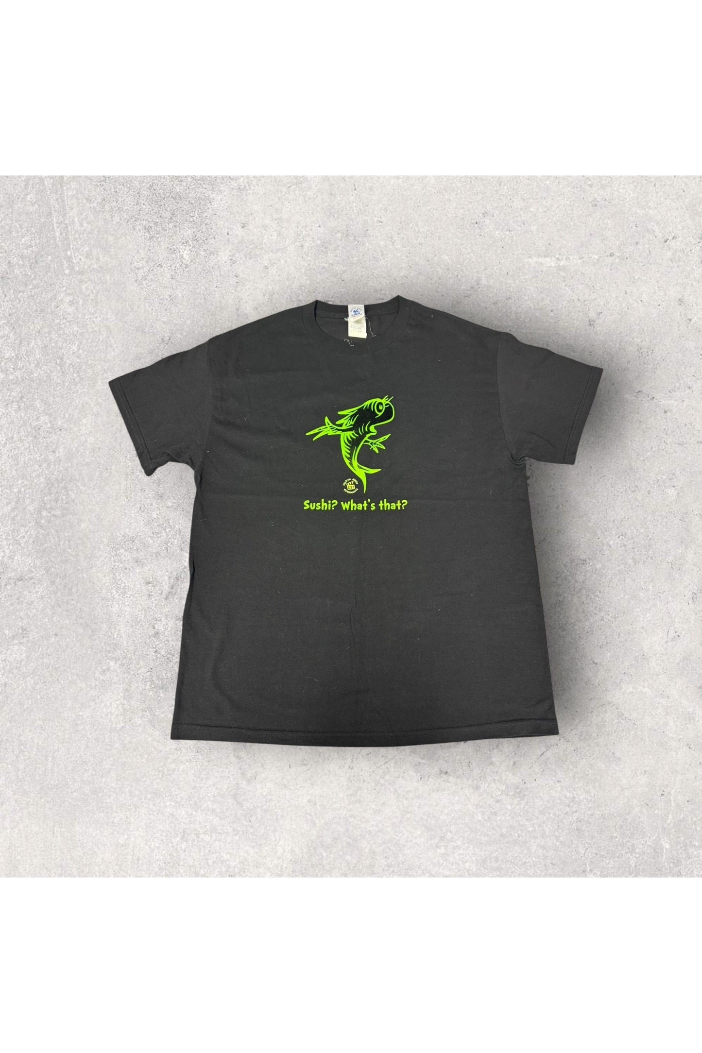 Vintage 2003 Dr. Suess The Cat In The Hat Official Movie Merchandise Sushi? What's That? Tee- L