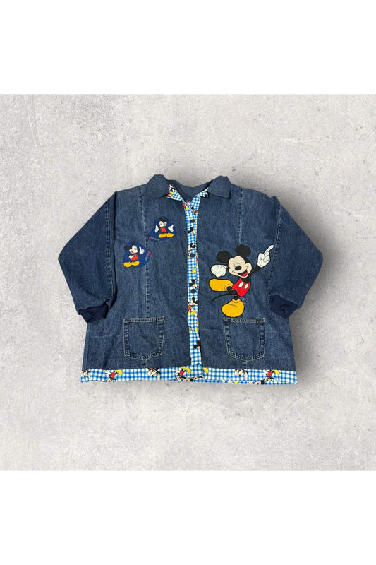 Vintage Mickey Mouse Denim Long Jacket- 3XL