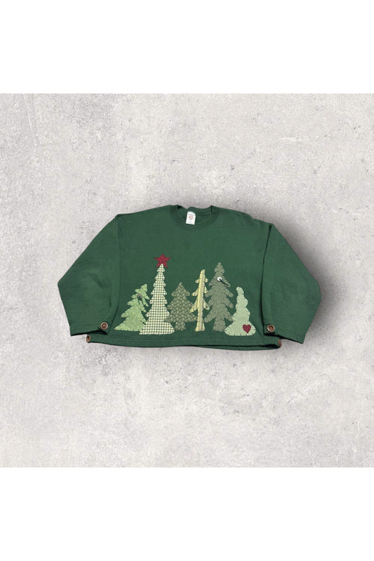 Vintage Jerzees Super Sweats Cropped Christmas Crewneck- XL