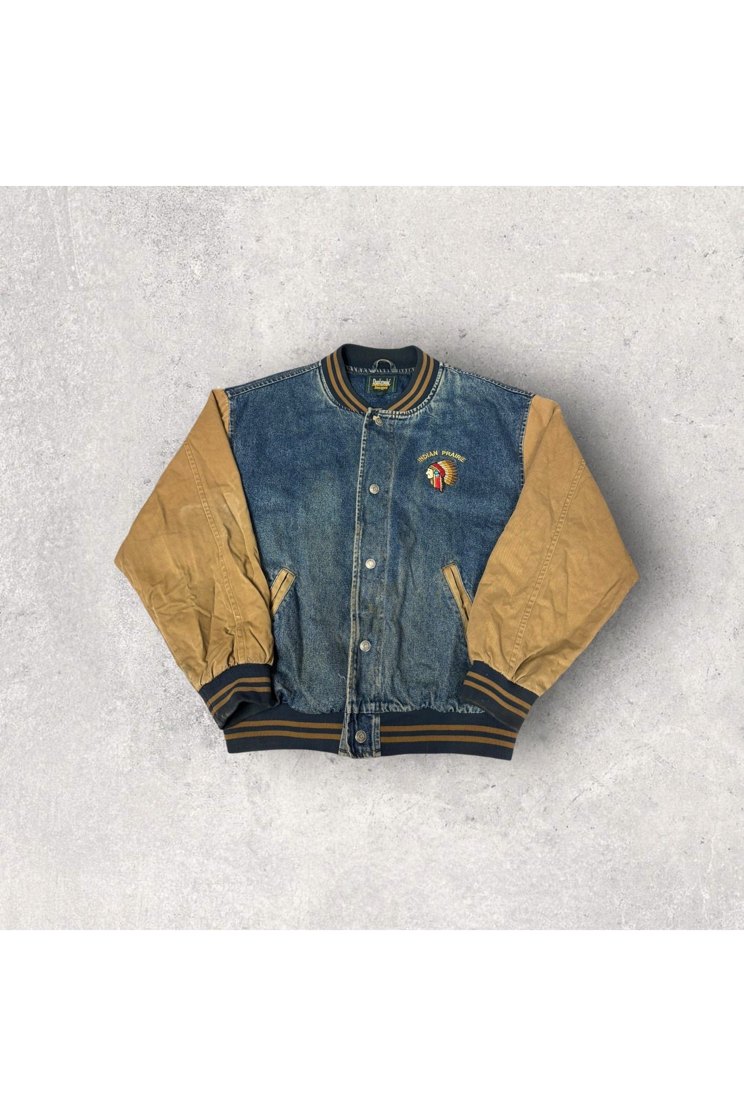Vintage Dunbrooke Distinctive Images Indian Prairie Embroidered Bomber Jacket- L