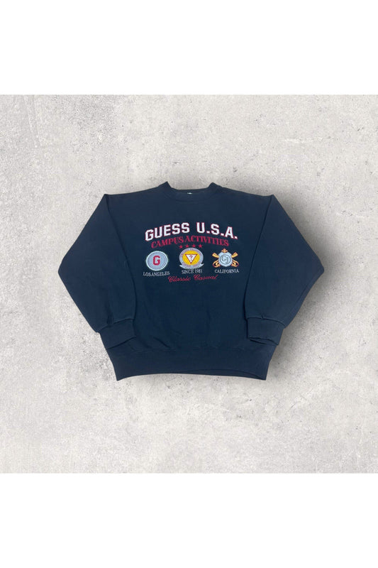 Vintage GUESS USA Campus Activities Embroidered Crewneck- M