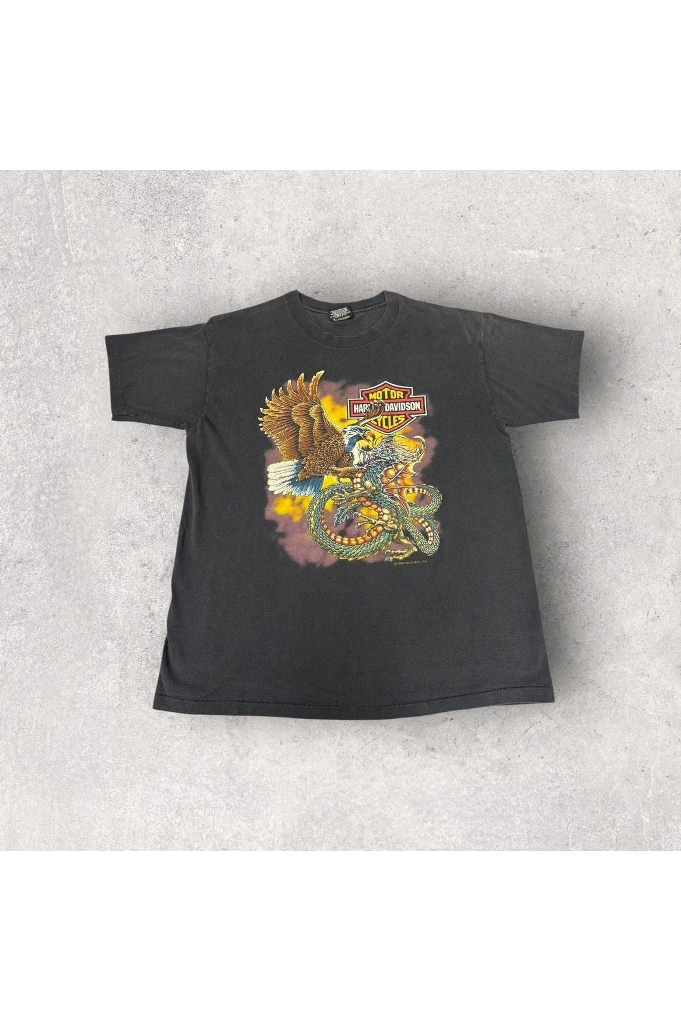 Vintage 1988 Harley-Davidson Eagle vs. Dragon Illinois Harley-Davidson Tee- L