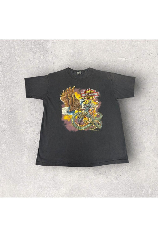 Vintage 1988 Harley-Davidson Eagle vs. Dragon Illinois Harley-Davidson Tee- L