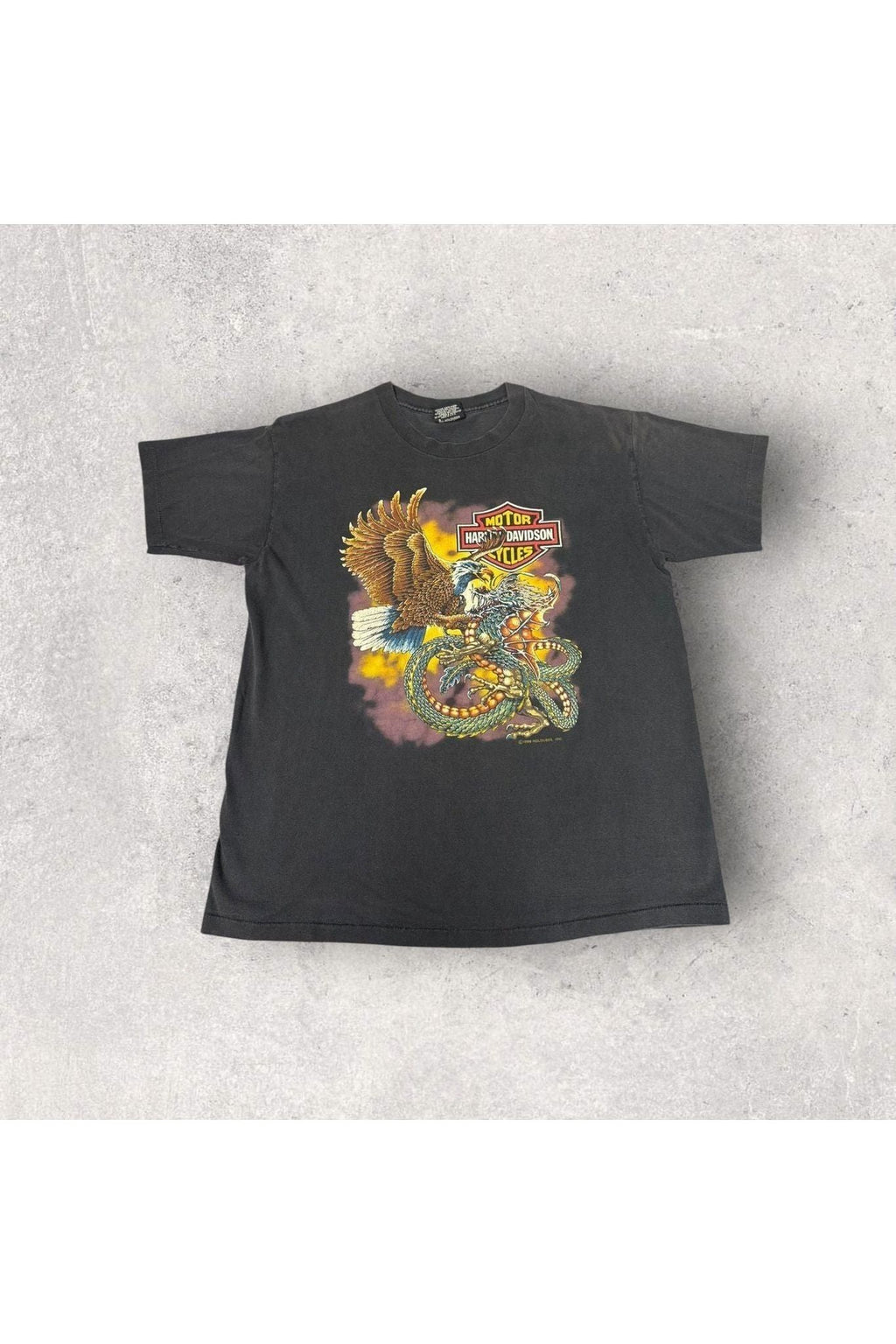 Vintage 1988 Harley-Davidson Eagle vs. Dragon Illinois Harley-Davidson Tee- L