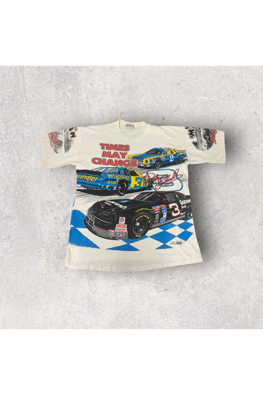 Vintage Chase Racewear 1996 Dale Earnhardt Times May Change All Over Print Racing Tee- L