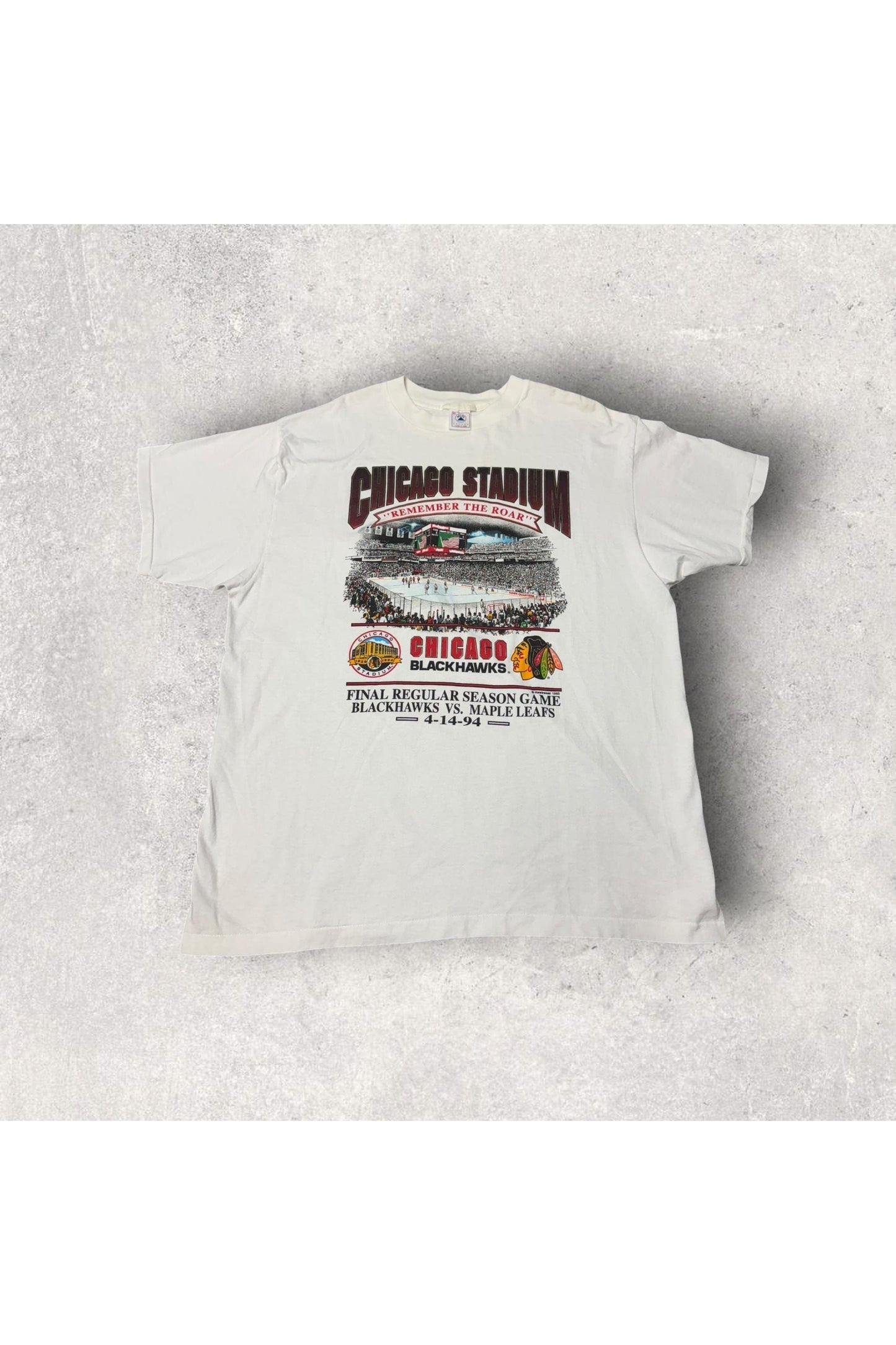 Vintage Delta Chicago Blackhawks Chicago Stadium Remember The Roar Final Regular Season Game 1994 Tee- XL