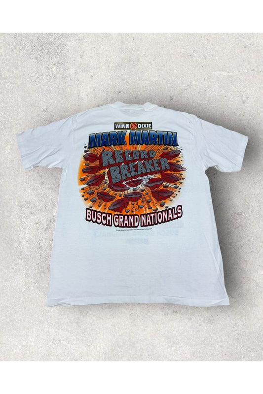 Vintage Deadstock Power Pro By Oneita Single Stitch Mark Martin Record Breaker Racing Tee- L