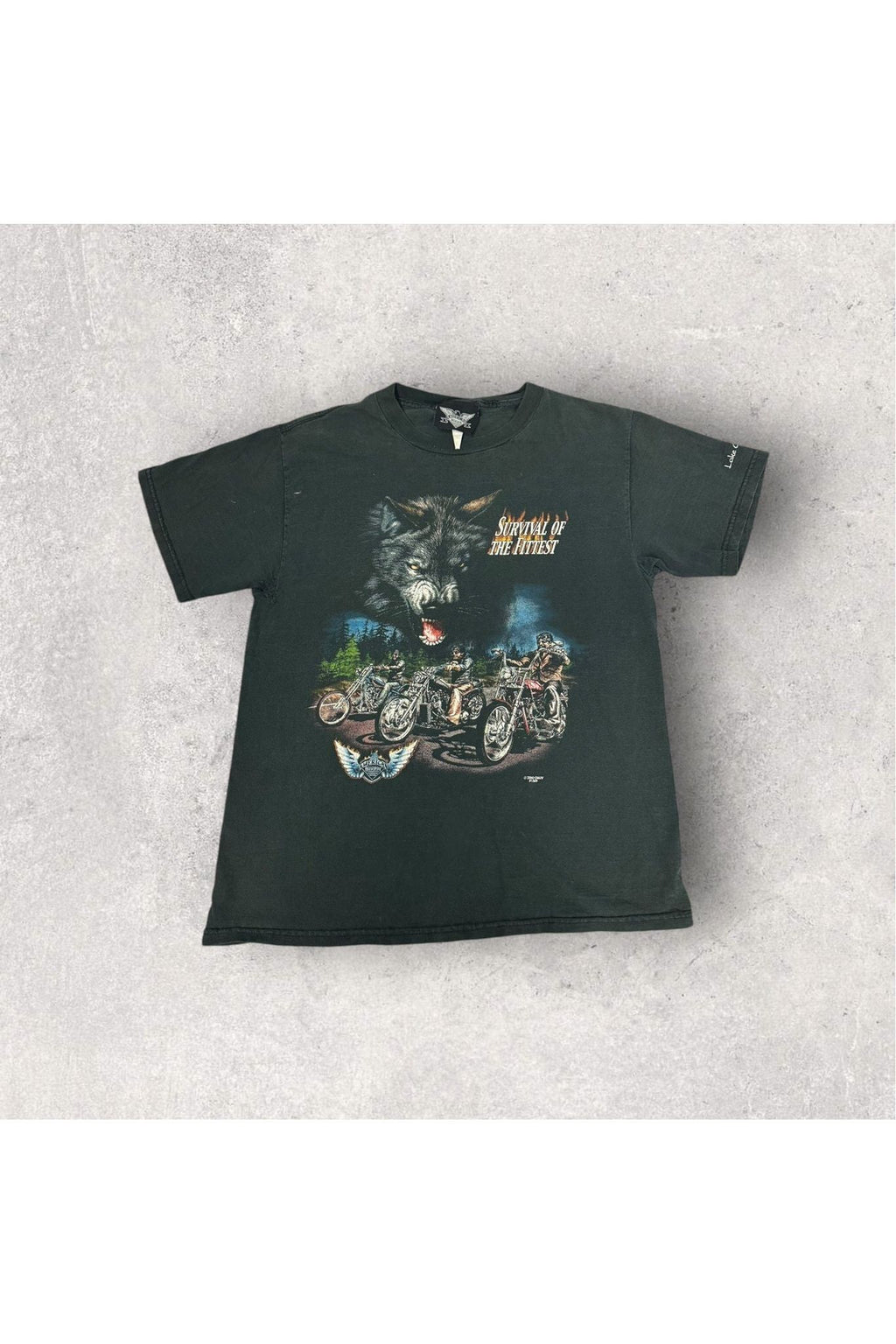Vintage 2000 American Biker Survival of The Fittest Tee- M