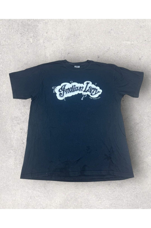 Vintage 2000s Y2K Indian Larry New York In God We Trust Biker Tee- L