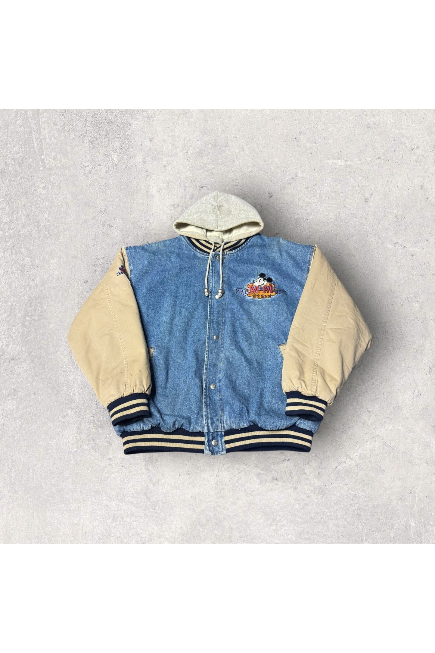 Vintage Disney Mickey Mouse Original Embroidered Hooded Varsity Jacket- L