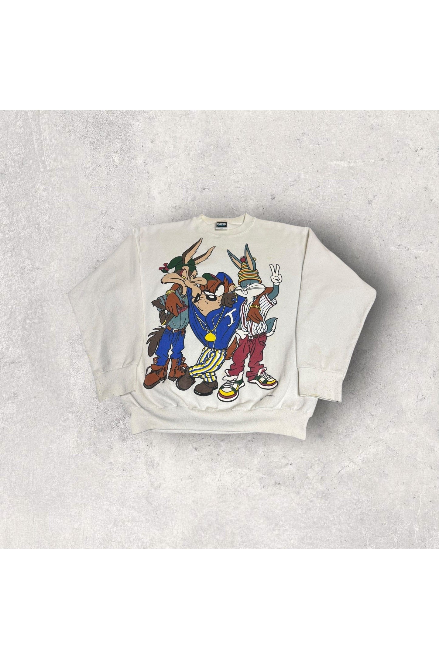 Vintage TULTEX 1993 Looney Tunes Double Sided Hip Hop Crewneck- L