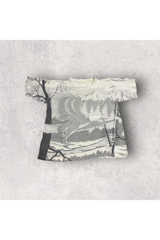 Vintage Single Stitch Classic Cotton Armor Bald Eagle All Over Print Nature Tee- L