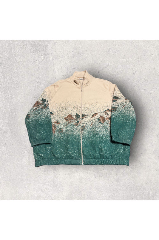 Vintage Tudor Court Women's Full Zip Nature Print Fleece Jacket- XXL