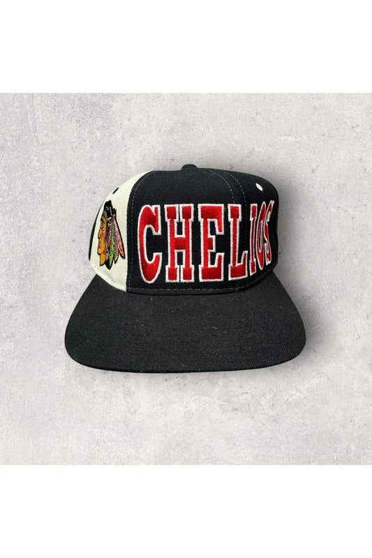 Vintage Starter Chicago Black Hawks Chris Chelios 100% Wool Snapback