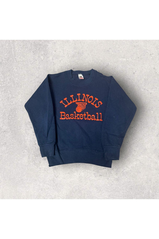 Vintage Fruit of the Loom Illinois Basketball Crewneck- YTH M (10-12)