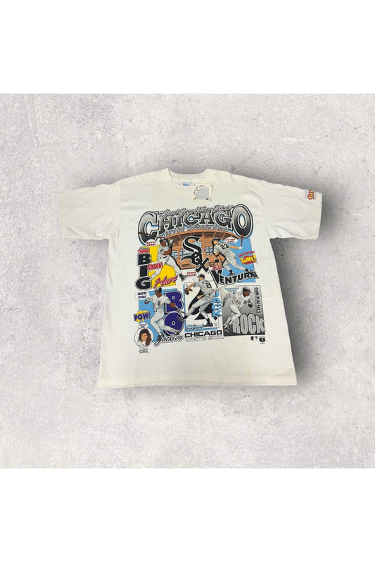 Vintage Deadstock Salem Sportswear 1993 Chicago White Sox Good Guys Wear Black Comic Tee- L