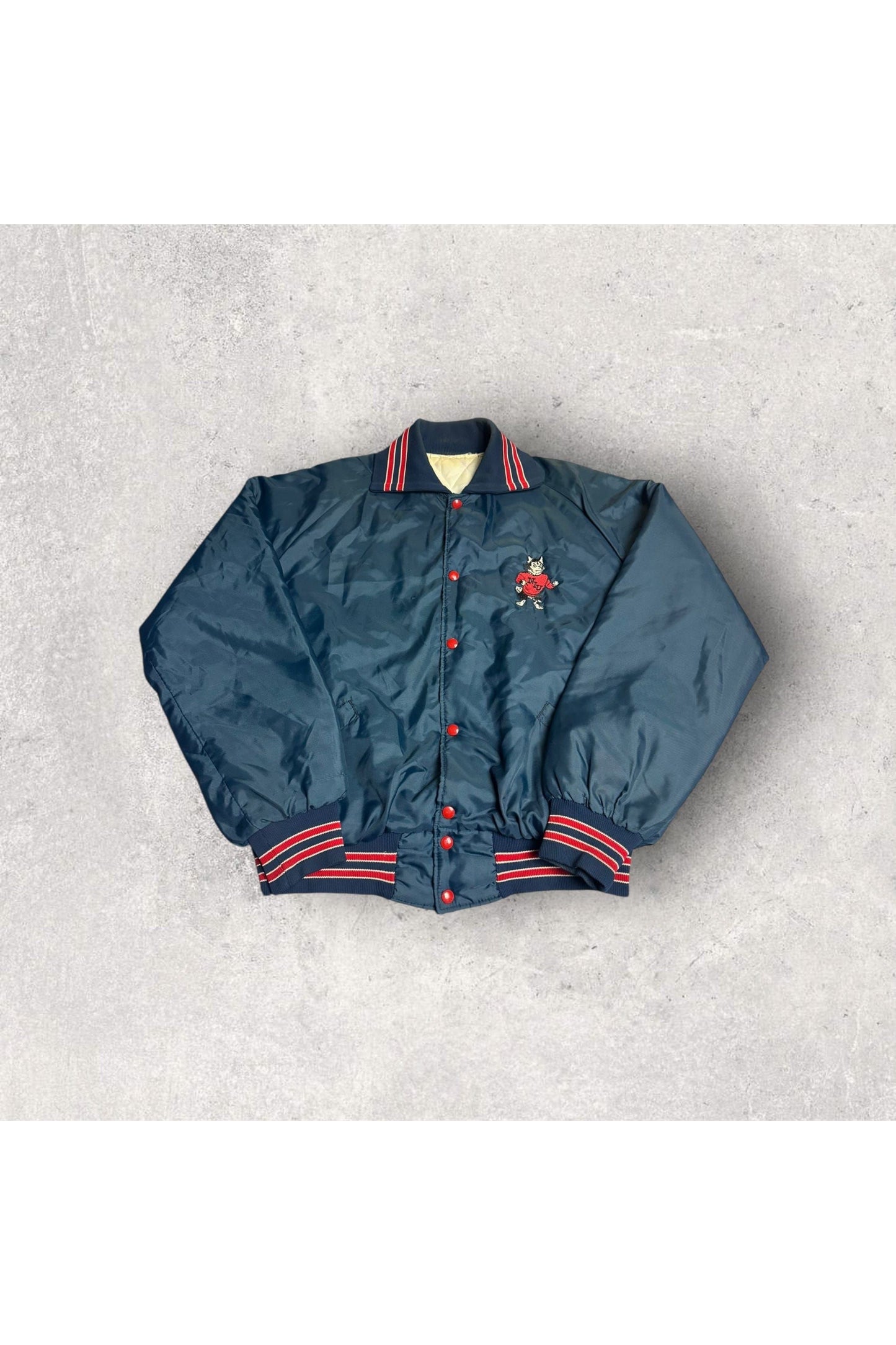 Vintage Holloway 80s NIU Huskies Northern Illinois University Satin Bomber Jacket- XXL