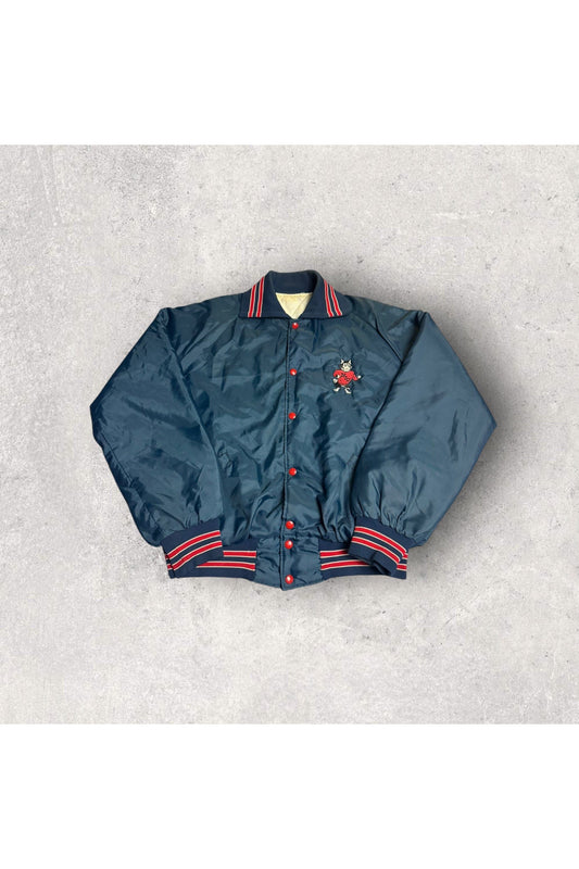 Vintage Holloway 80s NIU Huskies Northern Illinois University Satin Bomber Jacket- XXL