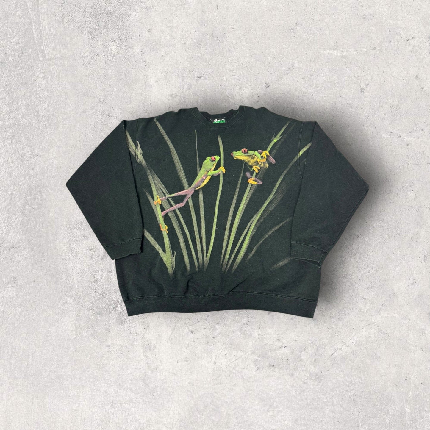 Vintage Radical Nature Made In USA Frog All Over Print Crewneck- XXL