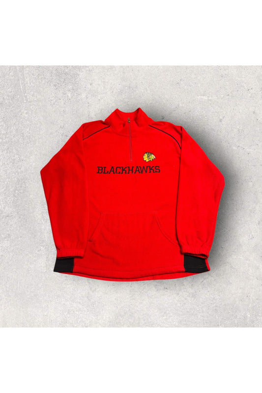 Vintage 2000s Chicago Blackhawks Embroidered 1/4 Zip Fleece Pullover- M