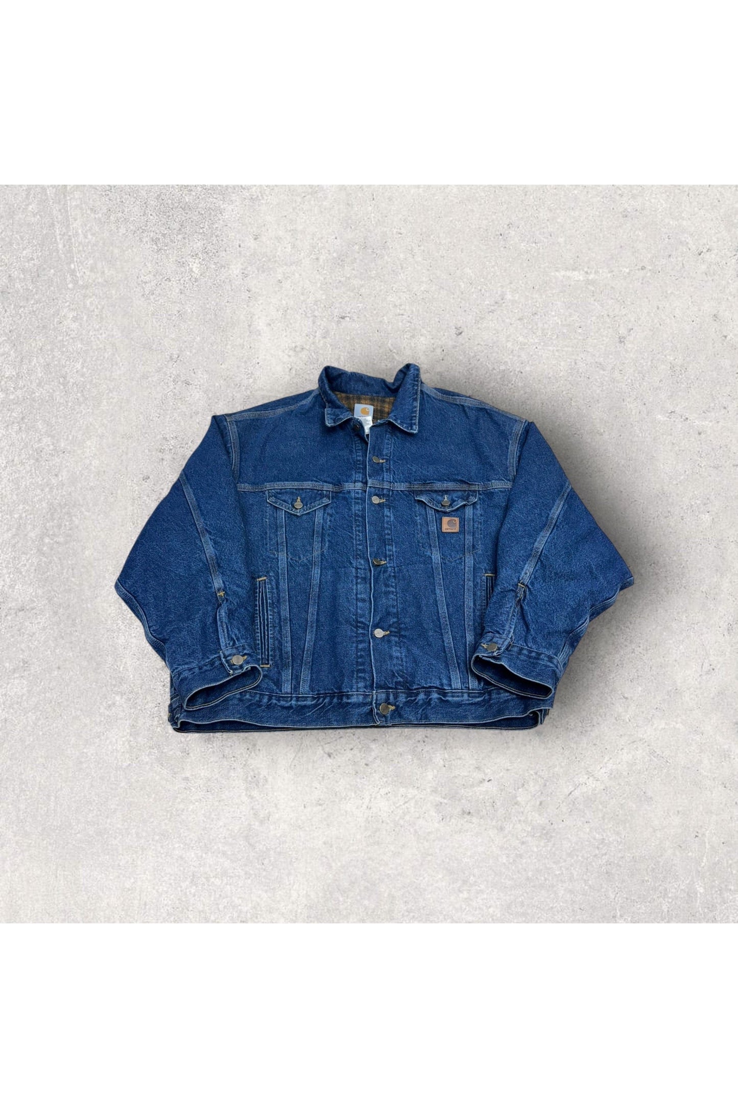 Vintage Made In USA Carhartt J11 DST Blanket Lined Denim Workwear Jacket- XXL