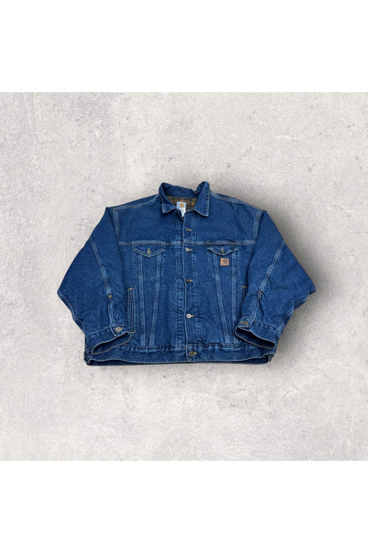 Vintage Made In USA Carhartt J11 DST Blanket Lined Denim Workwear Jacket- XXL