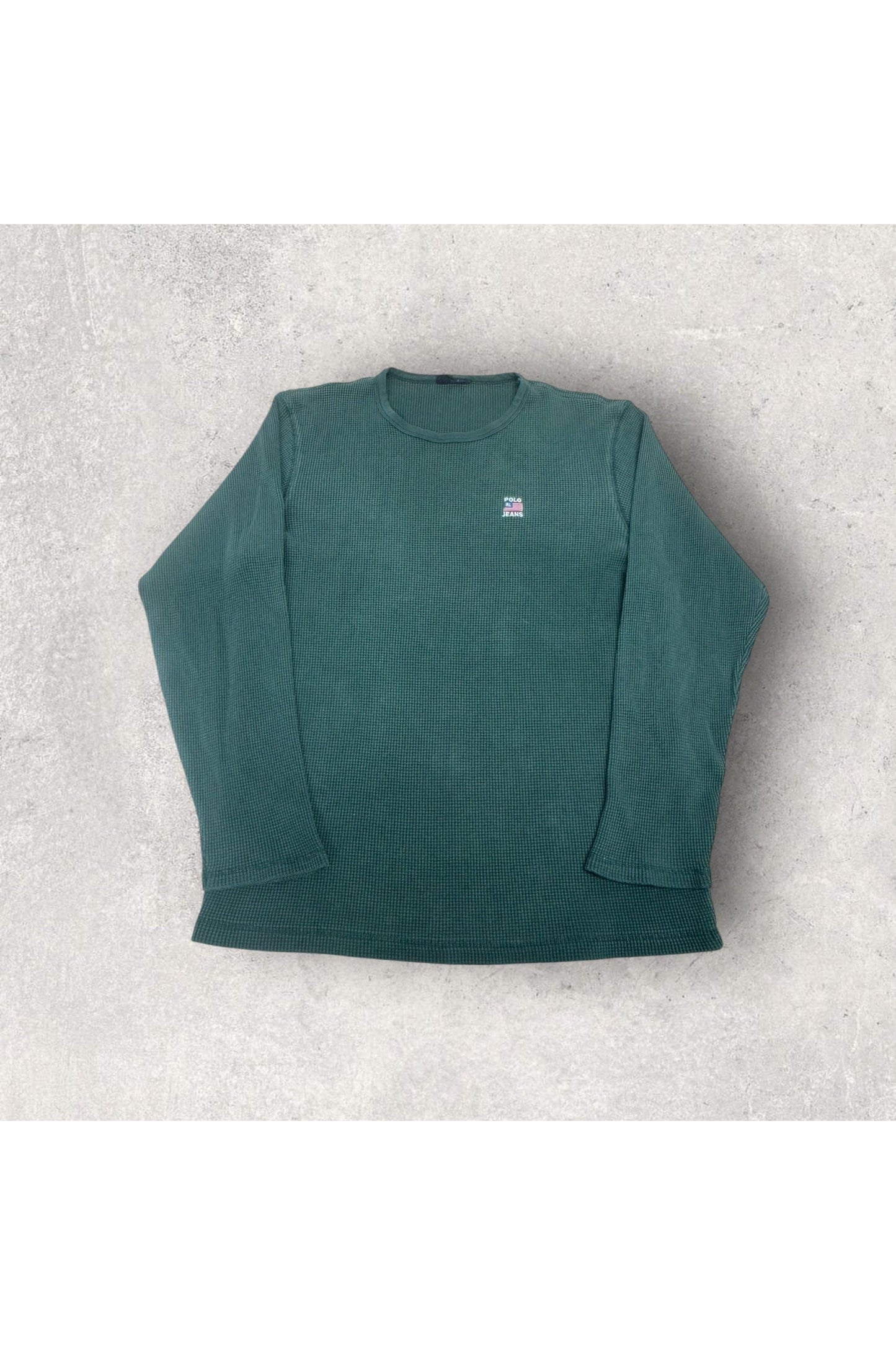 Vintage Ralph Lauren Polo Jeans Embroidered Waffle Knit Long Sleeve- L